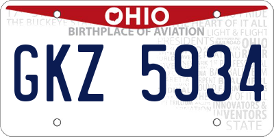 OH license plate GKZ5934