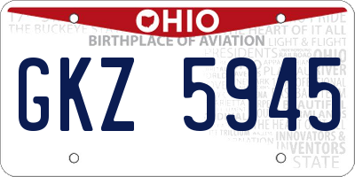 OH license plate GKZ5945