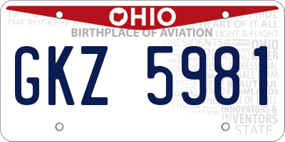 OH license plate GKZ5981