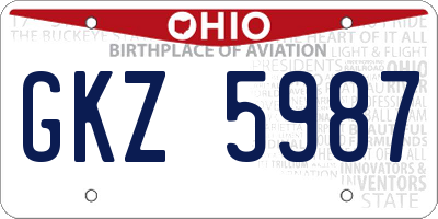 OH license plate GKZ5987