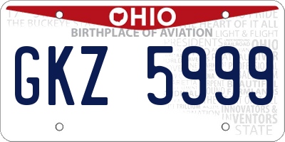 OH license plate GKZ5999