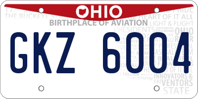 OH license plate GKZ6004