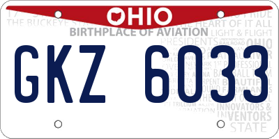 OH license plate GKZ6033