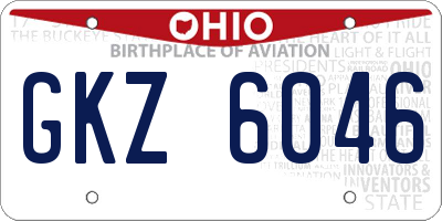 OH license plate GKZ6046