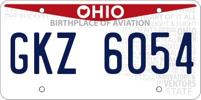 OH license plate GKZ6054