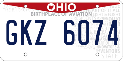 OH license plate GKZ6074