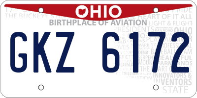 OH license plate GKZ6172