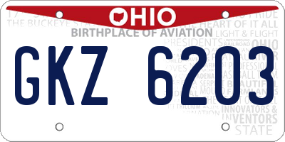 OH license plate GKZ6203