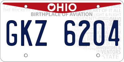 OH license plate GKZ6204