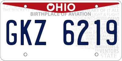 OH license plate GKZ6219