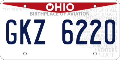 OH license plate GKZ6220