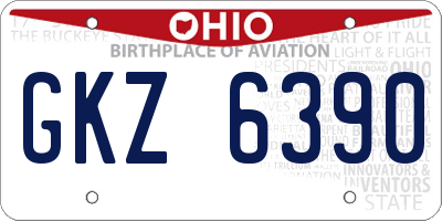 OH license plate GKZ6390