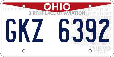 OH license plate GKZ6392