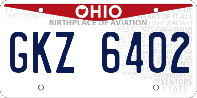 OH license plate GKZ6402