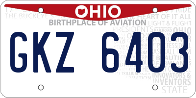 OH license plate GKZ6403