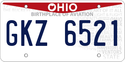 OH license plate GKZ6521