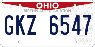 OH license plate GKZ6547