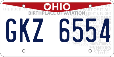 OH license plate GKZ6554