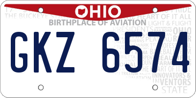 OH license plate GKZ6574
