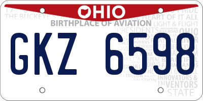 OH license plate GKZ6598