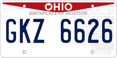 OH license plate GKZ6626