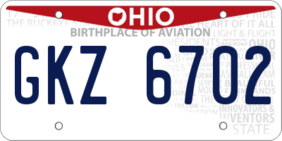 OH license plate GKZ6702