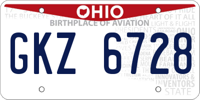 OH license plate GKZ6728