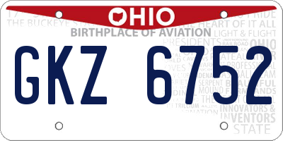 OH license plate GKZ6752