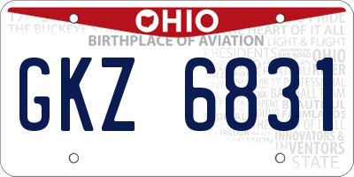 OH license plate GKZ6831