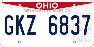 OH license plate GKZ6837