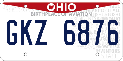 OH license plate GKZ6876