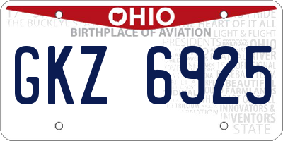 OH license plate GKZ6925