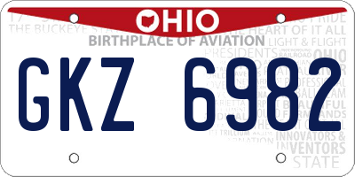 OH license plate GKZ6982