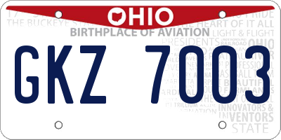 OH license plate GKZ7003