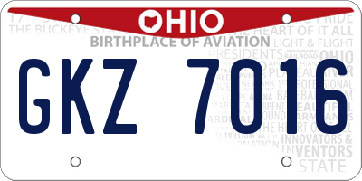 OH license plate GKZ7016
