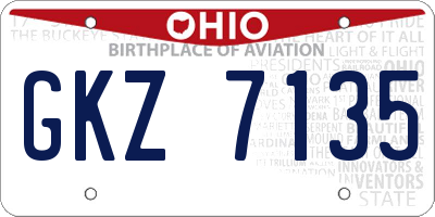 OH license plate GKZ7135