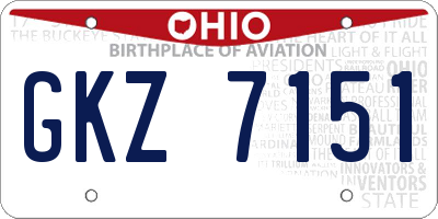 OH license plate GKZ7151