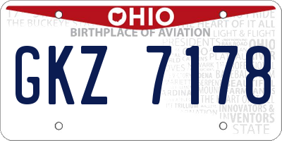 OH license plate GKZ7178