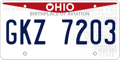 OH license plate GKZ7203