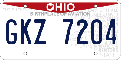 OH license plate GKZ7204