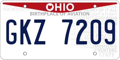 OH license plate GKZ7209