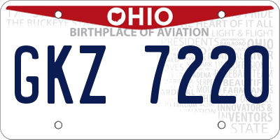 OH license plate GKZ7220