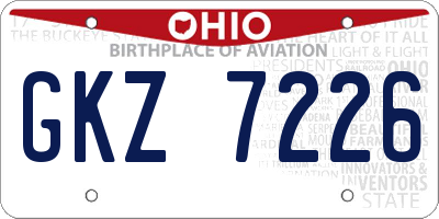 OH license plate GKZ7226