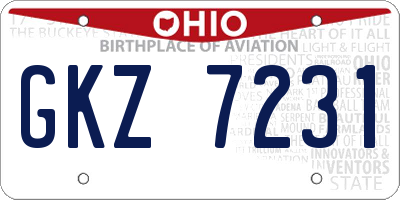 OH license plate GKZ7231