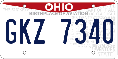 OH license plate GKZ7340