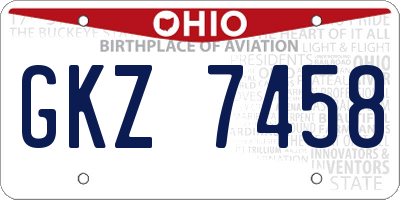 OH license plate GKZ7458