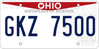 OH license plate GKZ7500