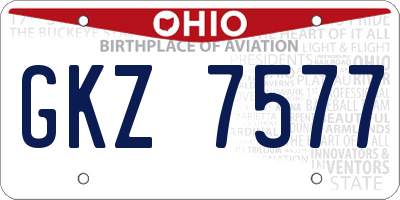 OH license plate GKZ7577