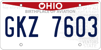 OH license plate GKZ7603