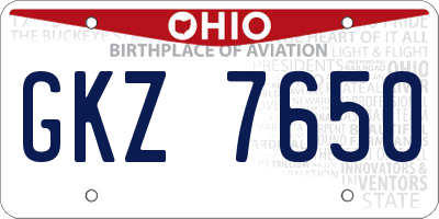 OH license plate GKZ7650